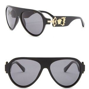 VERSACE Rock Icon Medusa 4323 Matte Black Gold Mirror Polarized sunglasses EUC!